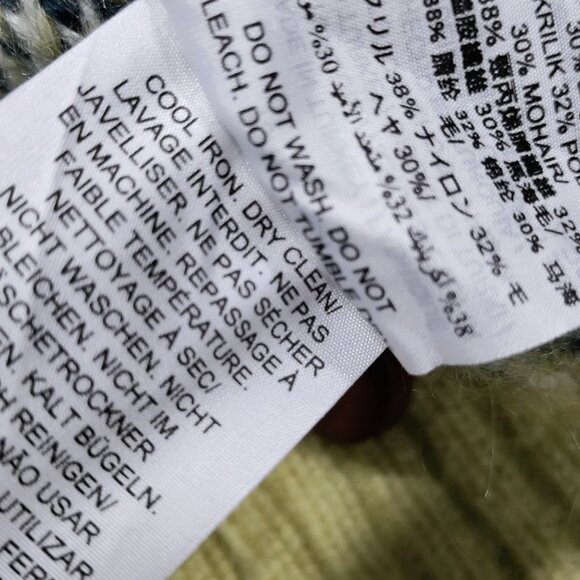 Tory Burch Light Green Mohair-Blend Plaid Brushed Intarsia-Knit Cardigan Medium - Picture 10 of 15